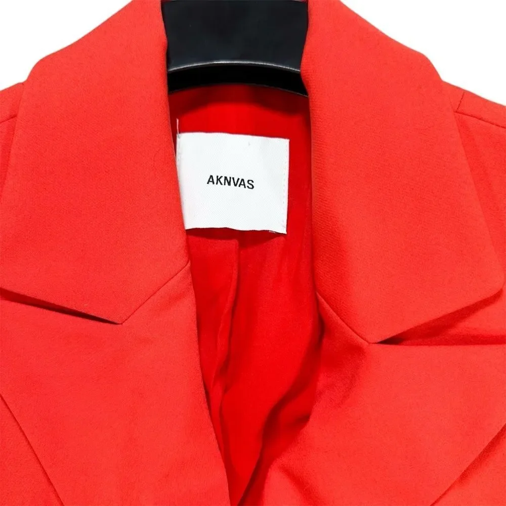 AKNVAS Valdi Classic Notch lapels Front Button Closure Blazer Sz 10 Coral Orange